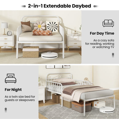 Heavy-duty metal slats support mattresses securely with a weight capacity of up to 220 kg
