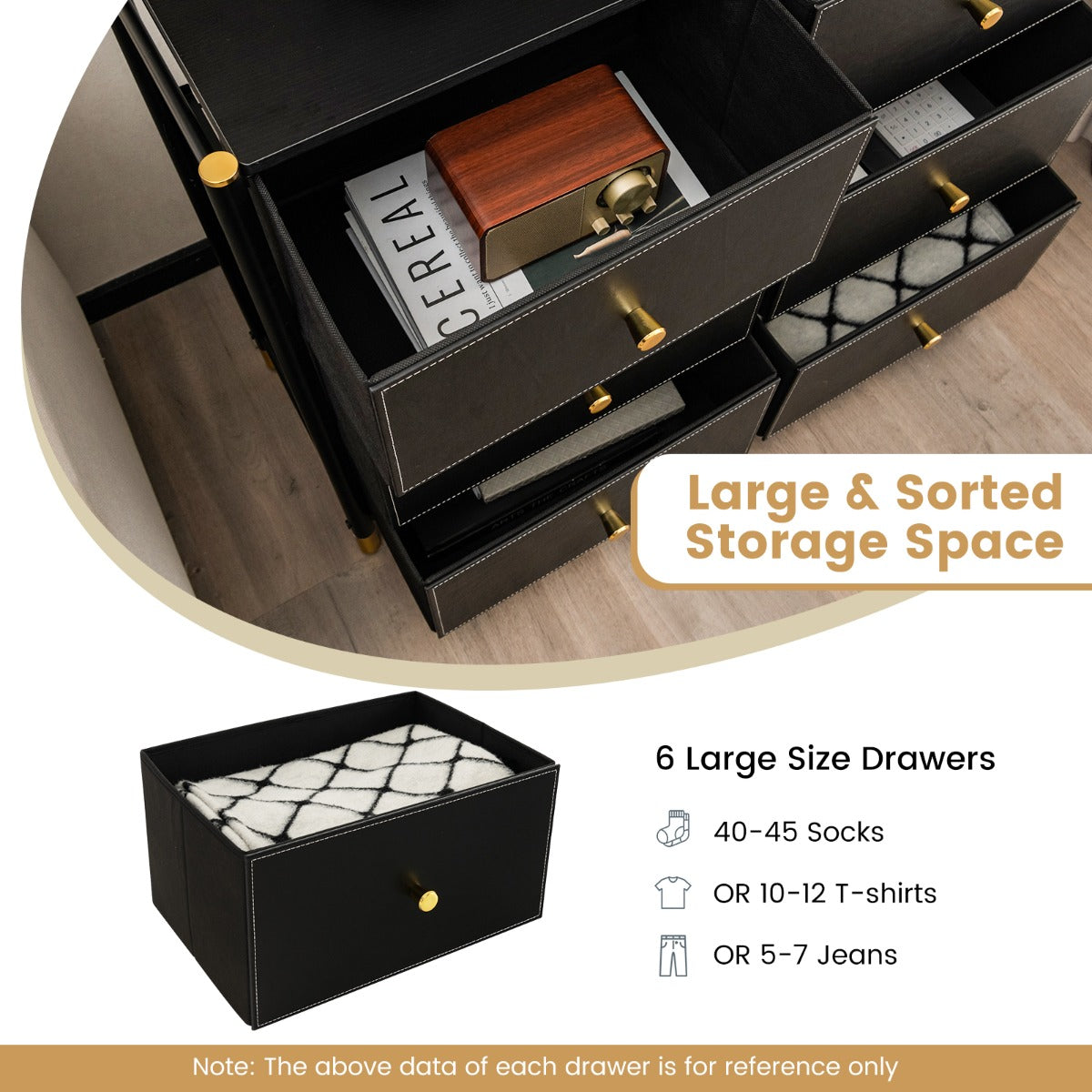 Fabric Dresser Tower with 6 Drawers for Living Room/Closet/Hallway/Nursery