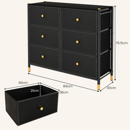 Fabric Dresser Tower with 6 Drawers for Living Room/Closet/Hallway/Nursery