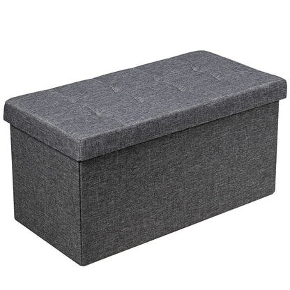 80 cm Fabric Foldable Storage Ottoman with Padded Seat for Living Room Bedroom Entryway-Dark Grey