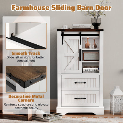 Farmhouse Bathroom Floor Cabinet Wooden Storage Organizer-White
