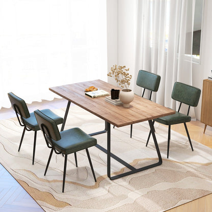Faux Leather Upholstered Dining Chair with Padded Backrest Set of 2-Dark Green