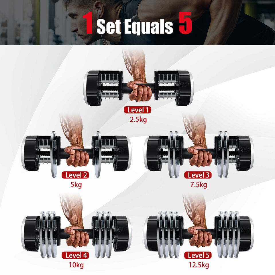 Adjustable Weight Bench with 12KG Adjustable Dumbbell Set