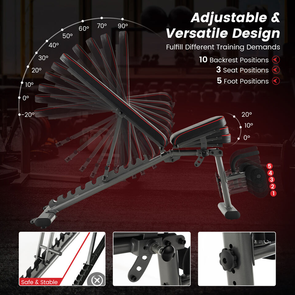 Adjustable Weight Bench with 12KG Adjustable Dumbbell Set