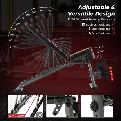 Adjustable Weight Bench with 12KG Adjustable Dumbbell Set