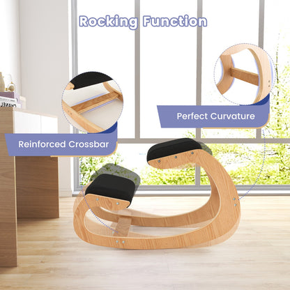 Wood Rocking Posture Chair with Soft Cushion for Home Office