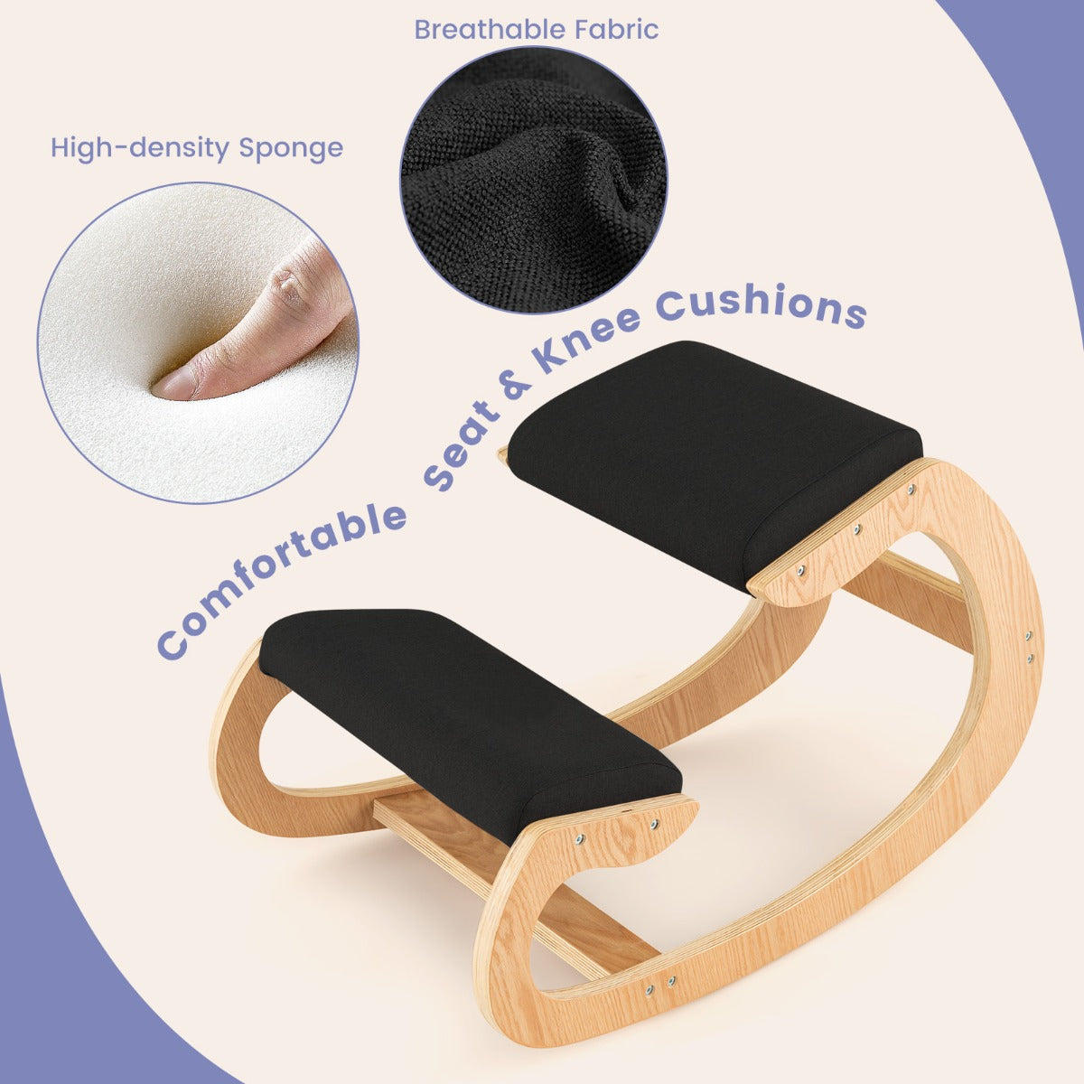 Wood Rocking Posture Chair with Soft Cushion for Home Office