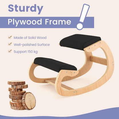 Wood Rocking Posture Chair with Soft Cushion for Home Office