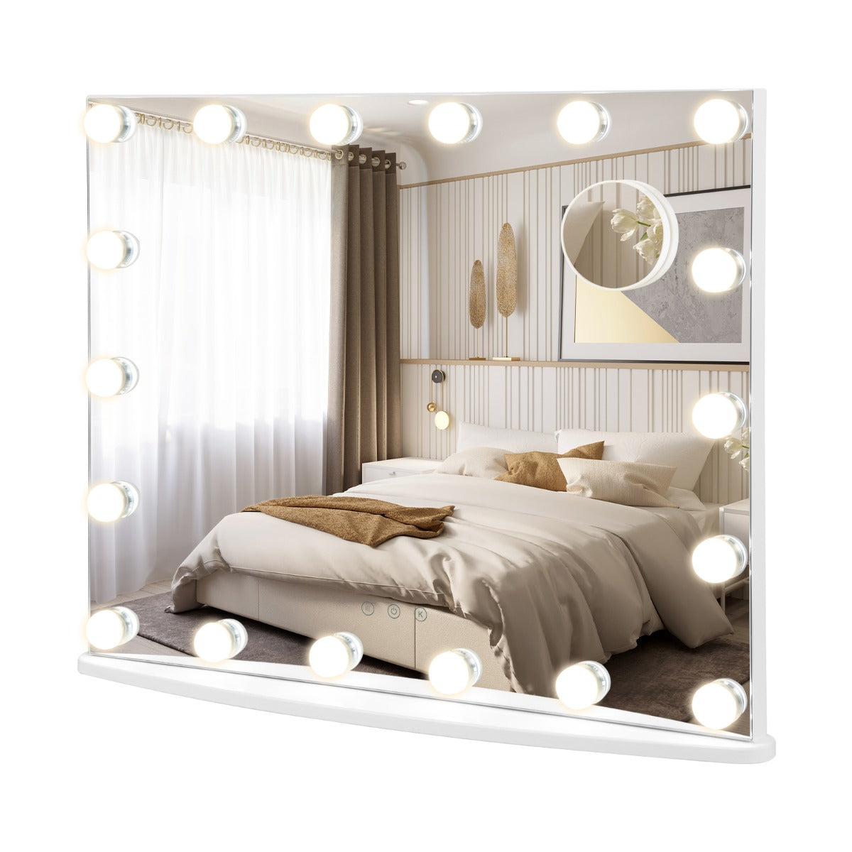 Wall-Mounted Vanity Mirror with 18 LED Bulbs & 3 Light Modes, 3X Magnifier
