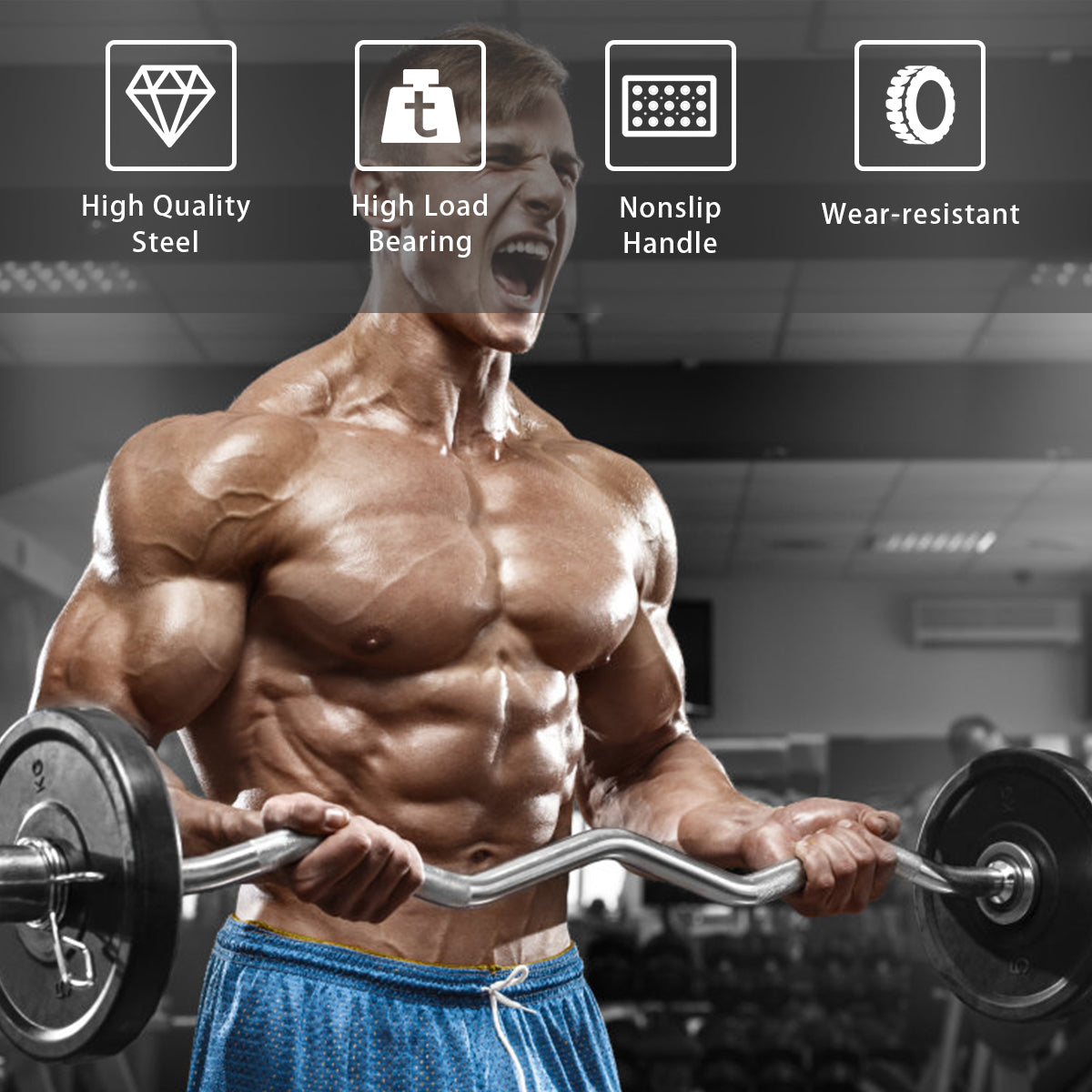 1.2m Olympic EZ Curl Bar, Copper Sleeves, 180kg Capacity, Non-Slip Grip