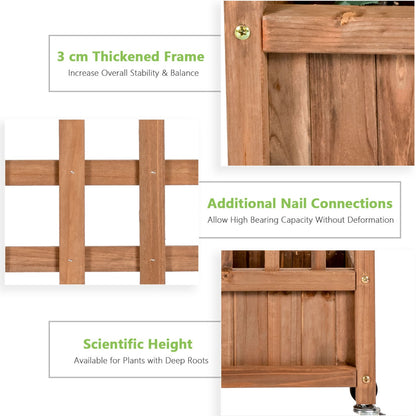 127 cm Solid Wood Planter Bed with High Trellis