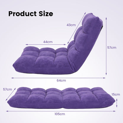 Floor Chair with Back Support with 14-Position Adjustable Back and Thick Sponge Padding-Purple
