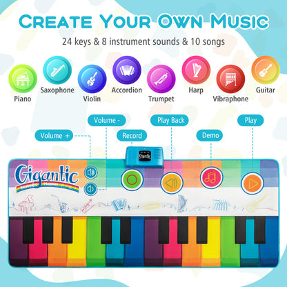 Floor Piano Dance Mat for Kids with 8 Instrument Sounds