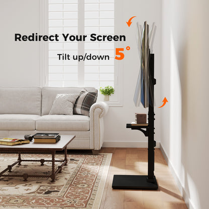 Floor TV Stand with Power Outlet with Adjustable AV Shelf