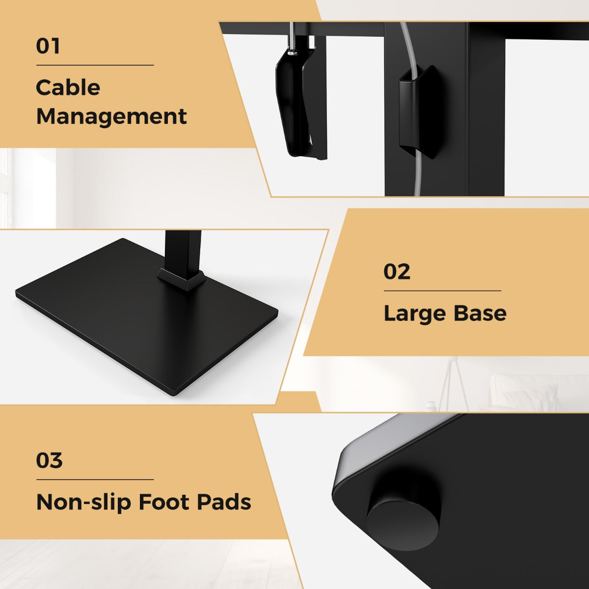 Floor TV Stand with Power Outlet with Adjustable AV Shelf