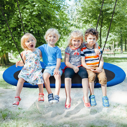 Flying Oval Tree Swing Set with Adjustable Hanging Ropes for Outdoor Use-Blue