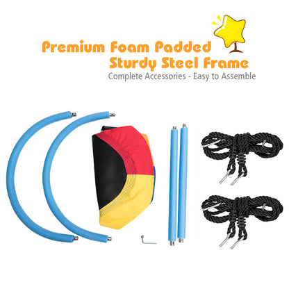 Flying Oval Tree Swing Set with Adjustable Hanging Ropes for Outdoor Use-Multicolour