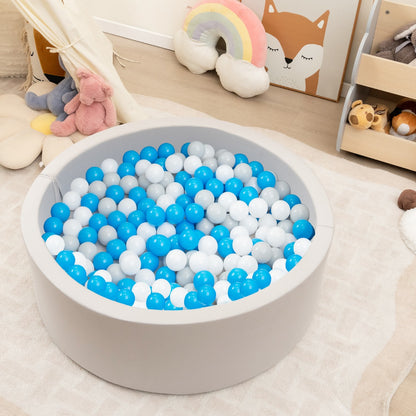 Costway Foam Ball Pit Round Baby Playpen with 200 Ocean Balls and Storage Bag-White