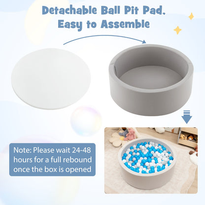 Costway Foam Ball Pit Round Baby Playpen with 200 Ocean Balls and Storage Bag-White