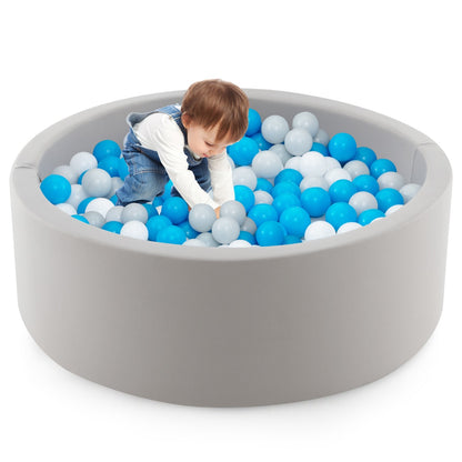 Costway Foam Ball Pit Round Baby Playpen with 200 Ocean Balls and Storage Bag-White