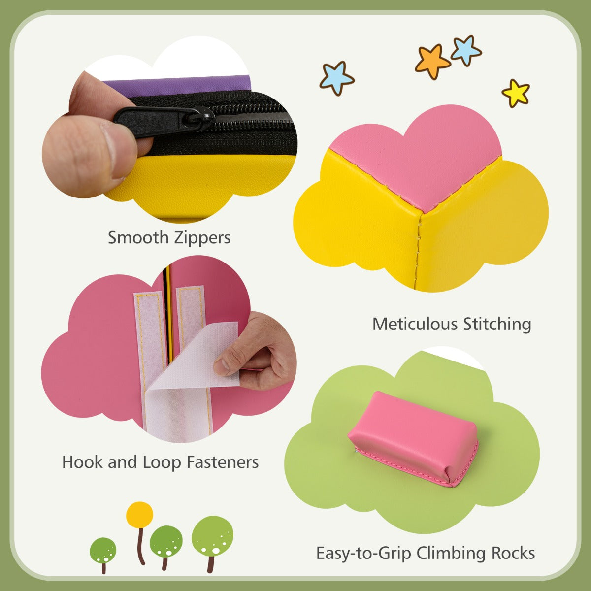 6-Piece Foam Climbing Blocks with Hook and Loop Fasteners-Multicolour