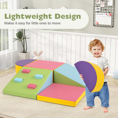6-Piece Foam Climbing Blocks with Hook and Loop Fasteners-Multicolour