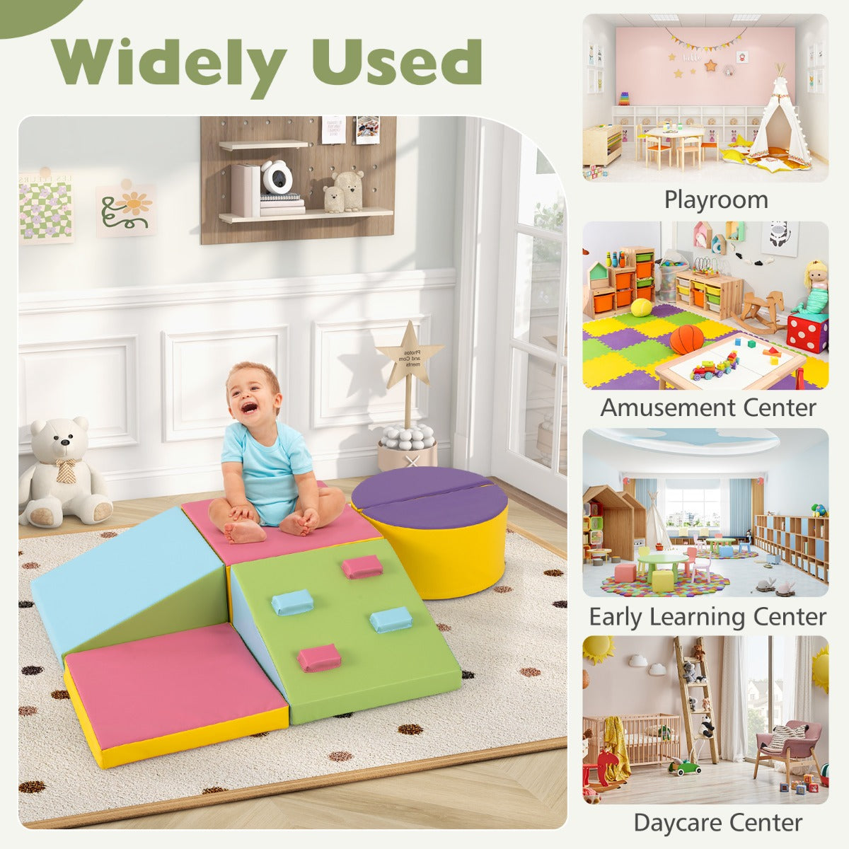 6-Piece Foam Climbing Blocks with Hook and Loop Fasteners-Multicolour