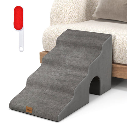 4-Tier High Density Foam Dog Ramps  for Old Dogs Injured Pets-Grey