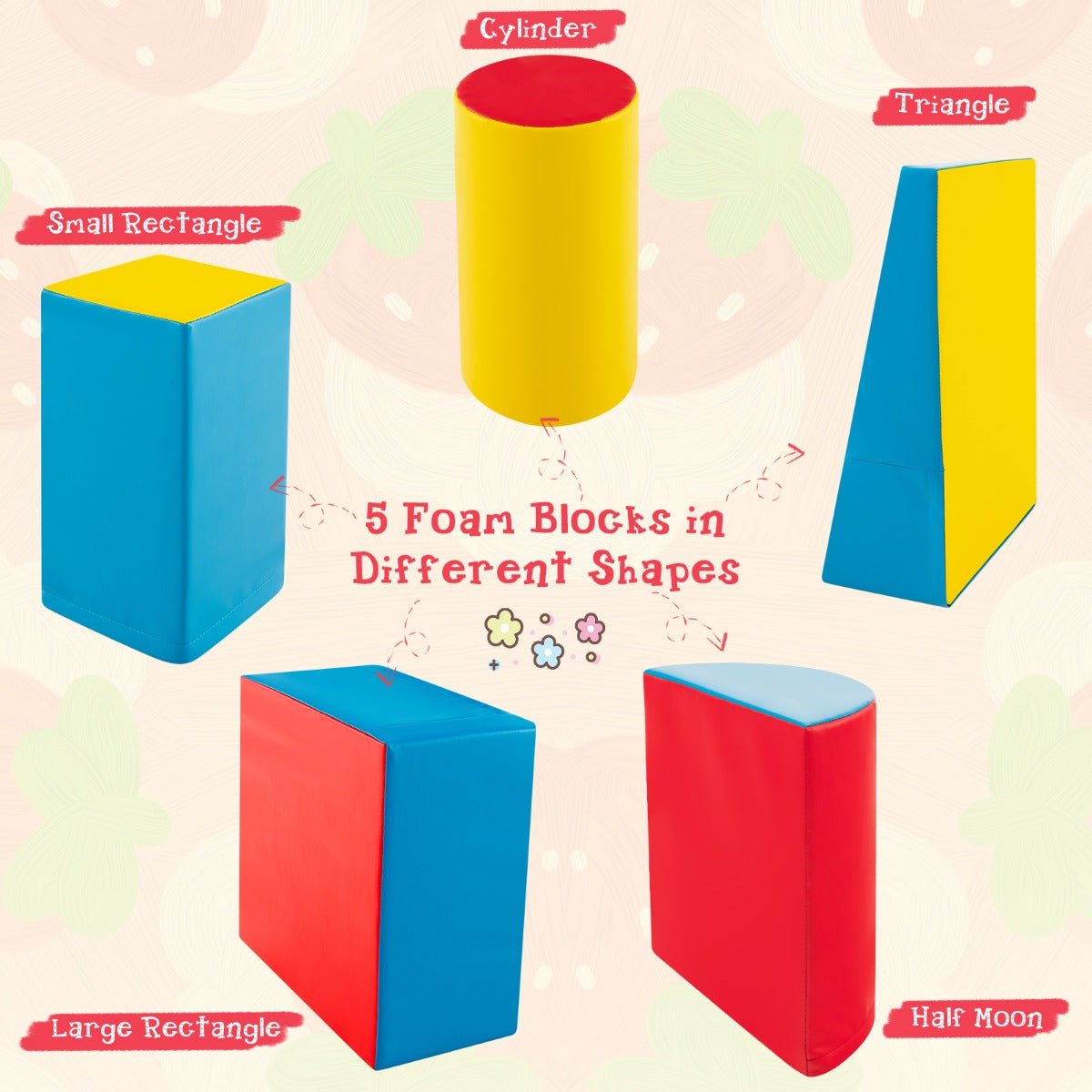 Kid Crawl Climb Foam Shapes Playset for Toddler-Red