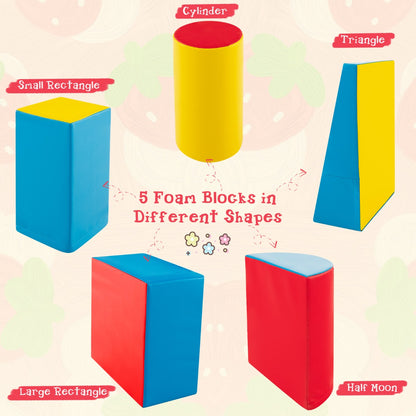 Kid Crawl Climb Foam Shapes Playset for Toddler-Red
