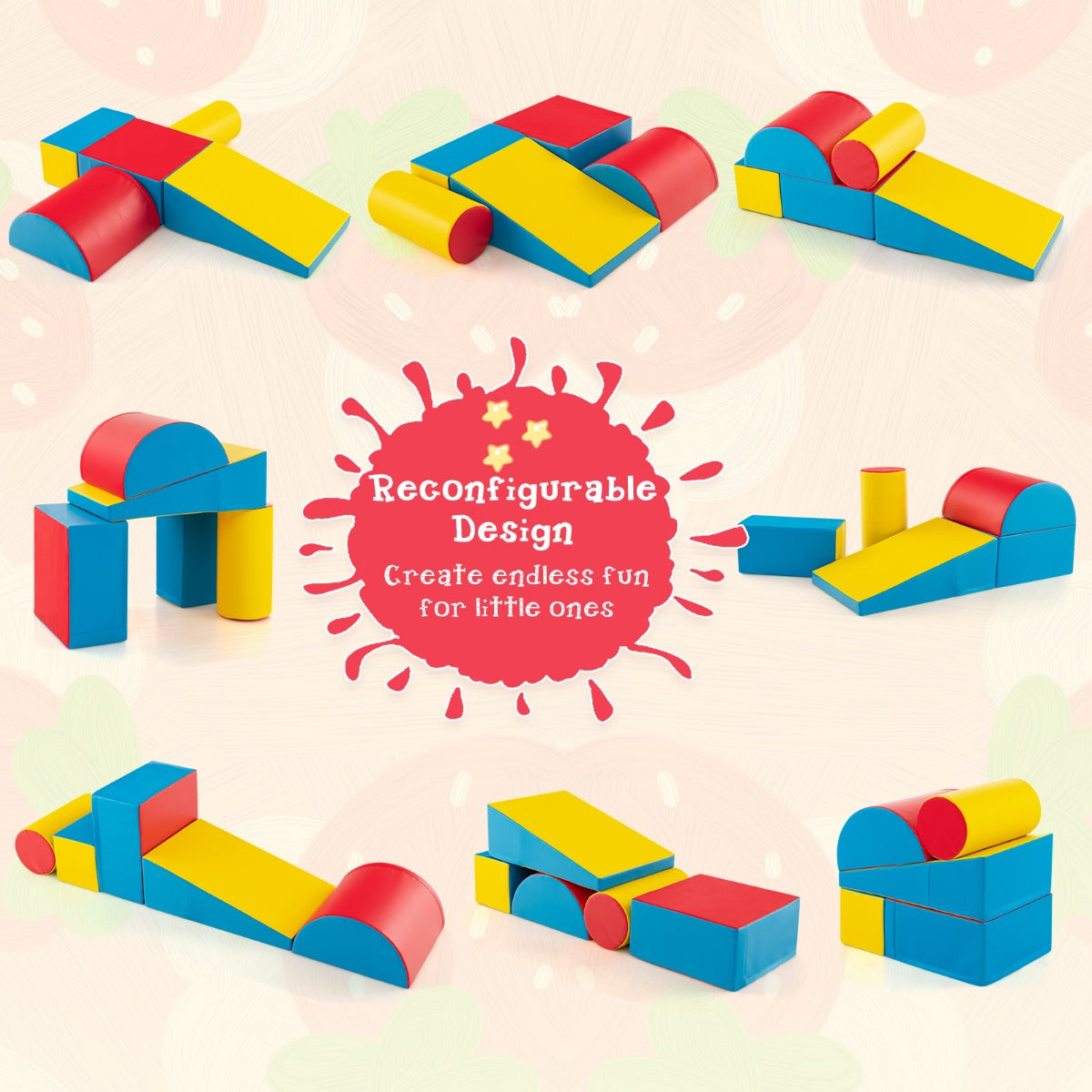Kid Crawl Climb Foam Shapes Playset for Toddler-Red