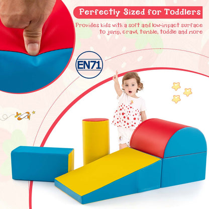 Kid Crawl Climb Foam Shapes Playset for Toddler-Red