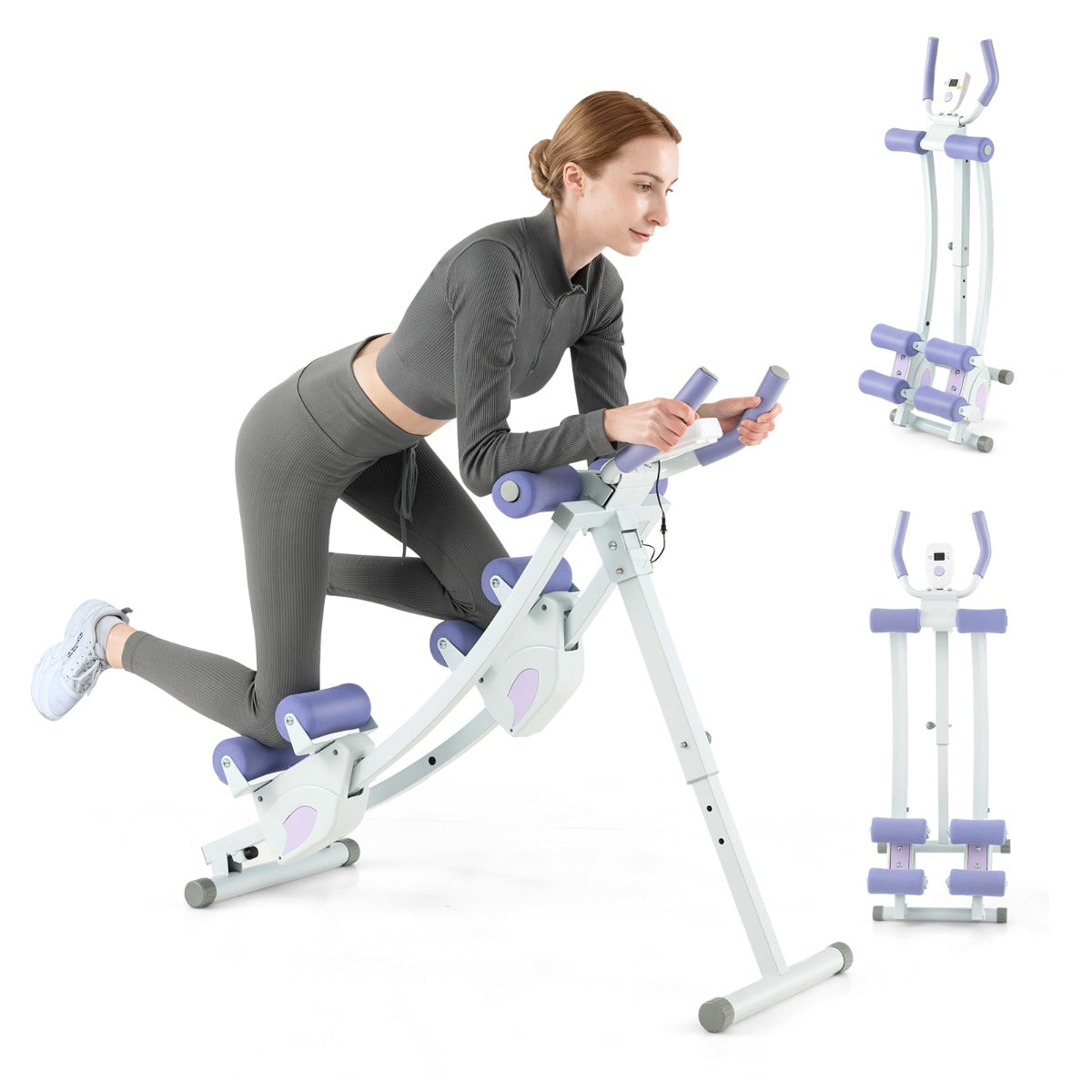 Foldable Ab Machine Core and Abdominal Workout Trainer-Purple