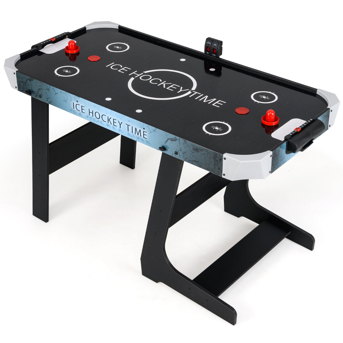 Foldable Air Hockey Table for Kids and Adults with 2 Pucks and 2 Pushers-Black
