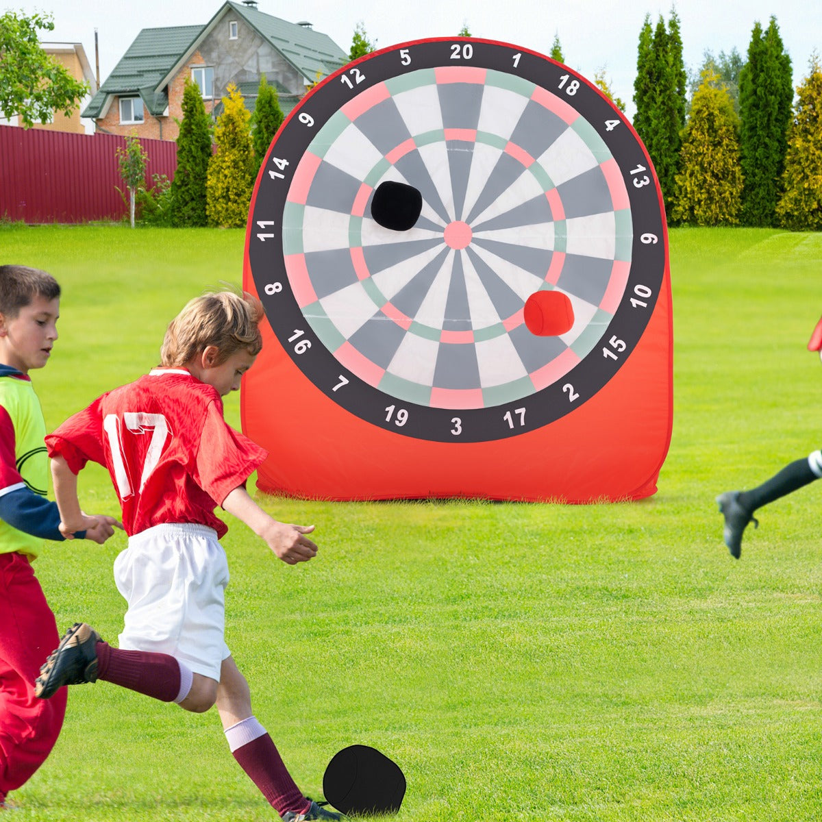 Costway Foldable and Portable Large Dart Board for Kids-Red
