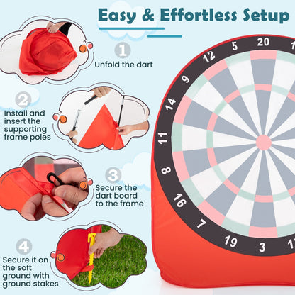 Costway Foldable and Portable Large Dart Board for Kids-Red