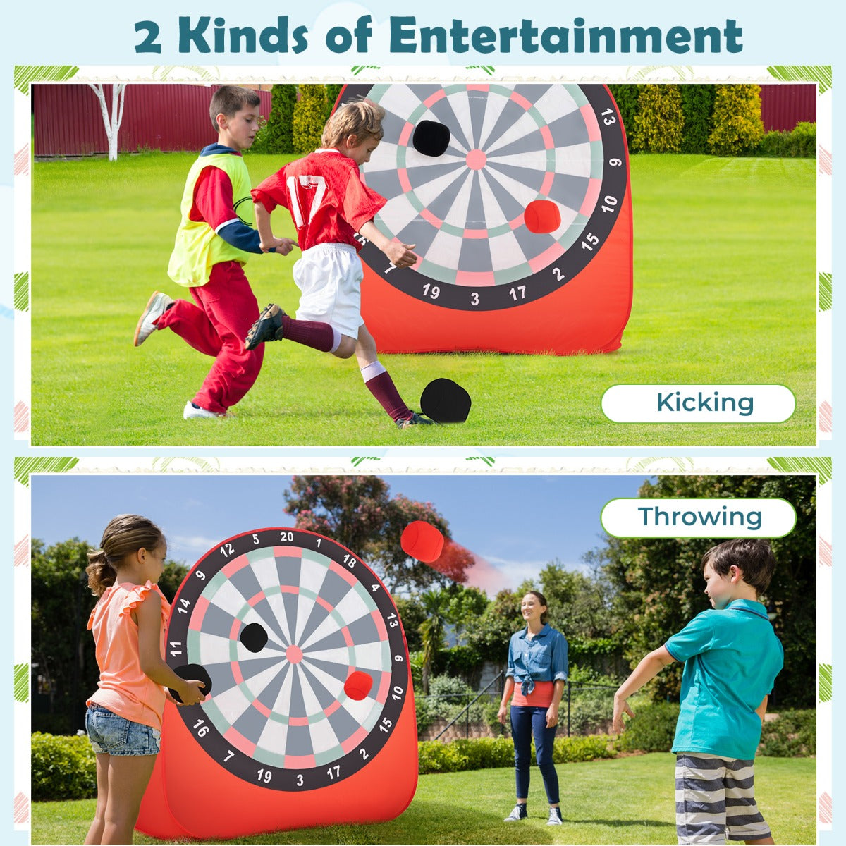 Costway Foldable and Portable Large Dart Board for Kids-Red
