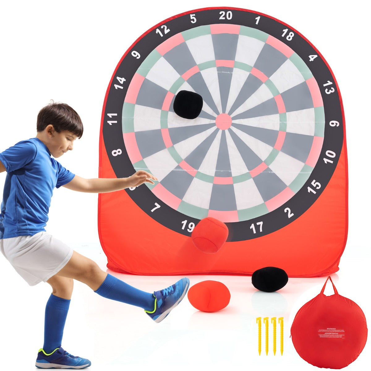 Costway Foldable and Portable Large Dart Board for Kids-Red