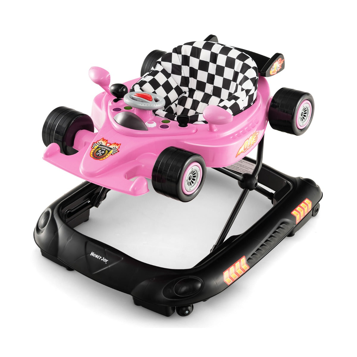 Foldable Baby Walker with 3 Adjustable Height Settings for 7-14 Months Boys Girls-Pink