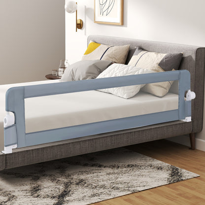 180cm x 42cm Foldable Bed Rail with Adjustable Safety Strap for Toddlers-Grey