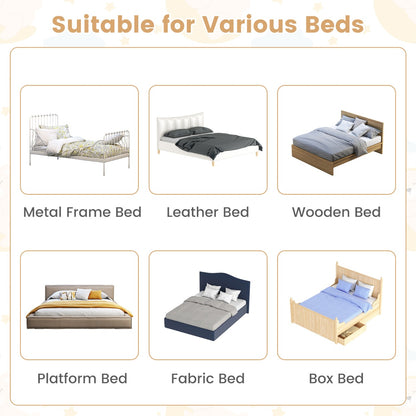 180cm x 42cm Foldable Bed Rail with Adjustable Safety Strap for Toddlers-Grey