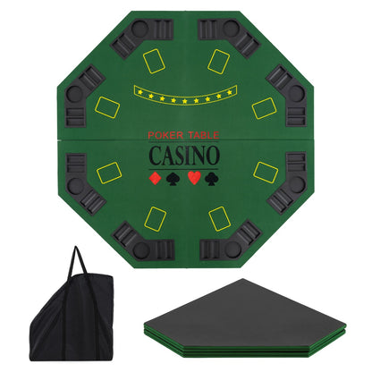 1.2M 8 Player Foldable Holdem Poker Table Topper with Carrying Bag-Green