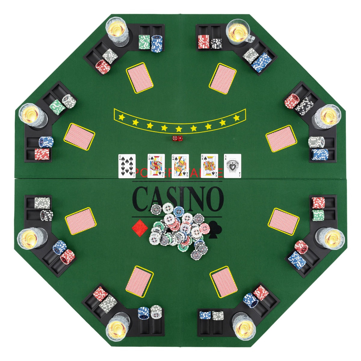 1.2M 8 Player Foldable Holdem Poker Table Topper with Carrying Bag-Green