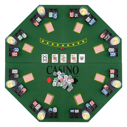 1.2M 8 Player Foldable Holdem Poker Table Topper with Carrying Bag-Green