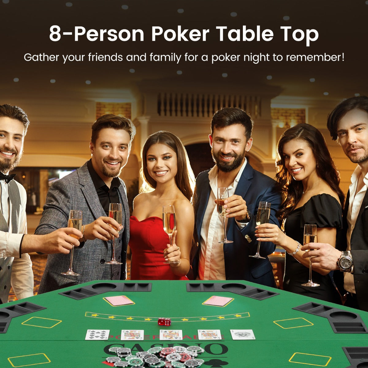 1.2M 8 Player Foldable Holdem Poker Table Topper with Carrying Bag-Green