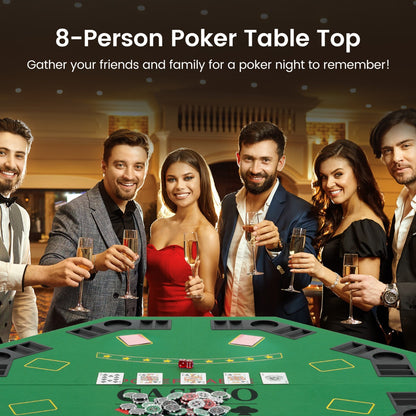1.2M 8 Player Foldable Holdem Poker Table Topper with Carrying Bag-Green
