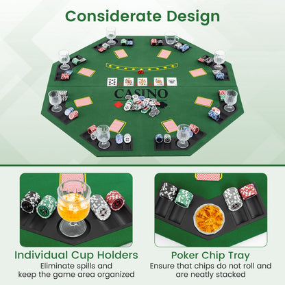 1.2M 8 Player Foldable Holdem Poker Table Topper with Carrying Bag-Green