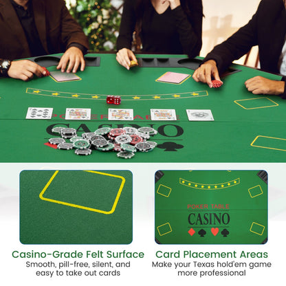 1.2M 8 Player Foldable Holdem Poker Table Topper with Carrying Bag-Green