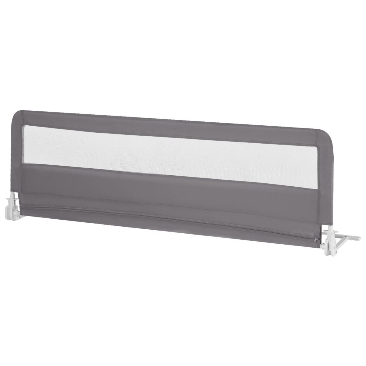 Foldable Mesh Bed Rail with Safety Straps for Toddlers-Grey