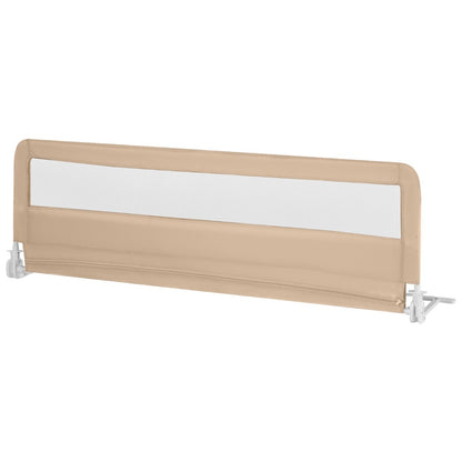 Foldable Mesh Bed Rail with Safety Straps for Toddlers-Beige